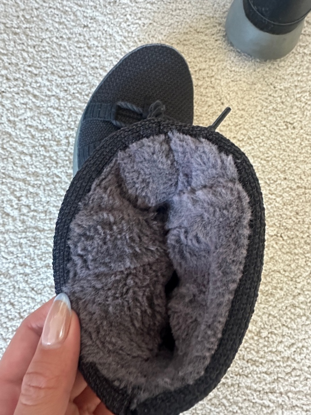 Nike Black Knit High-Top Sneakers with Gray Soles and fur - Picture 5 of 9